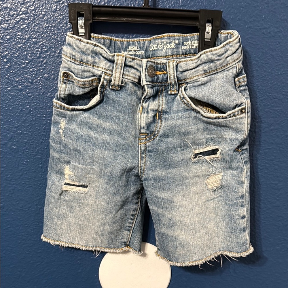 Cat & Jack Blue Jean Shorts Distressed Style